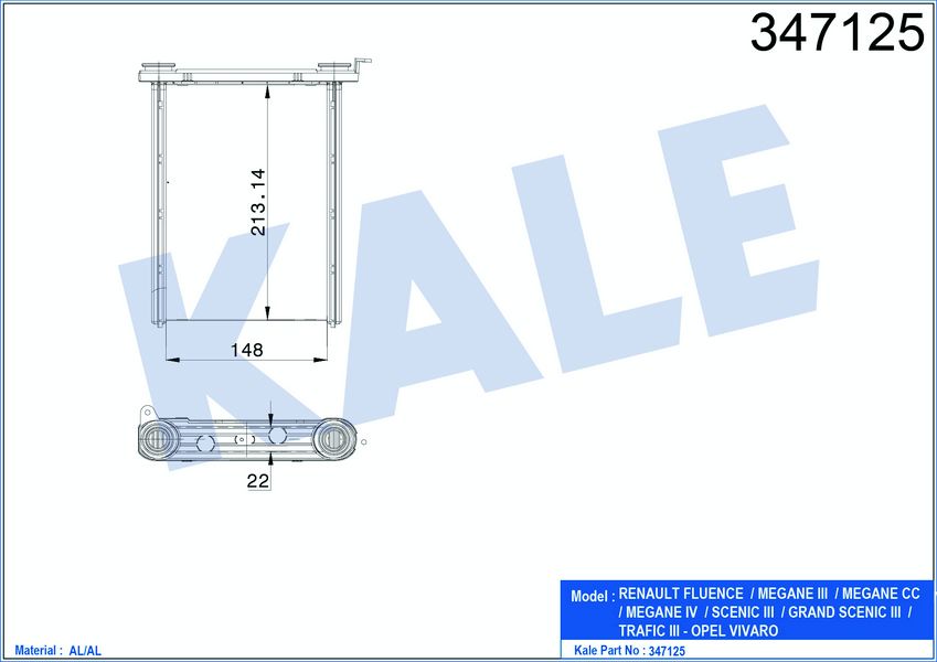 Scenic III 1.5 dci Kalorifer Radyatörü Kale KLR-347125