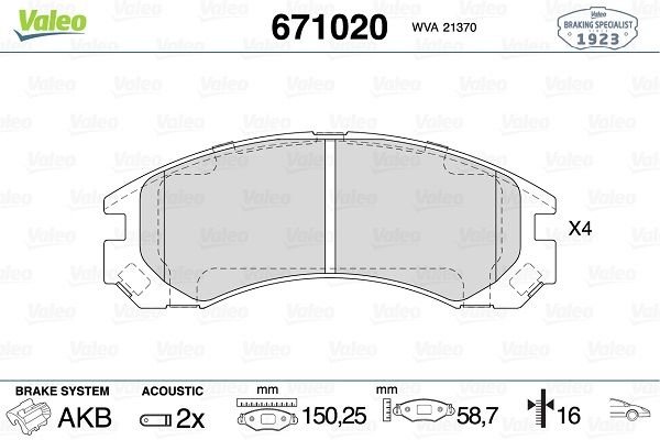 Peugeot 4007 2007-2013 Arası 2.2 HDi Valeo Marka Ön Balata