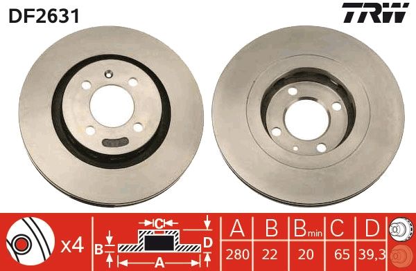 Seat Ibiza 1993-2002 Arası 2.0 i 16V TRW Marka Ön Havalı Fren Diski