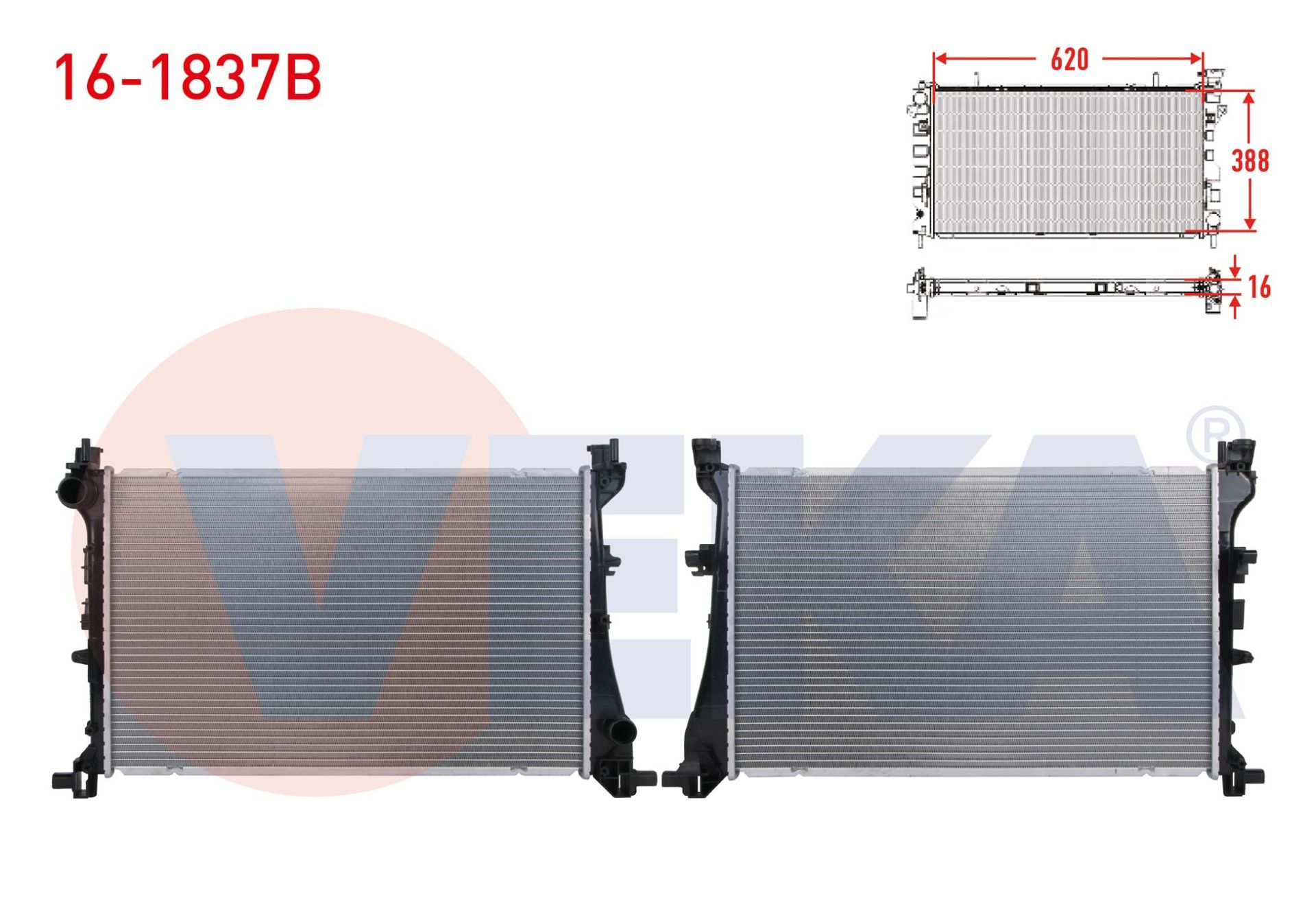 Egea 1.3 Su Radyatörü (Brazing) Veka 16-1837B