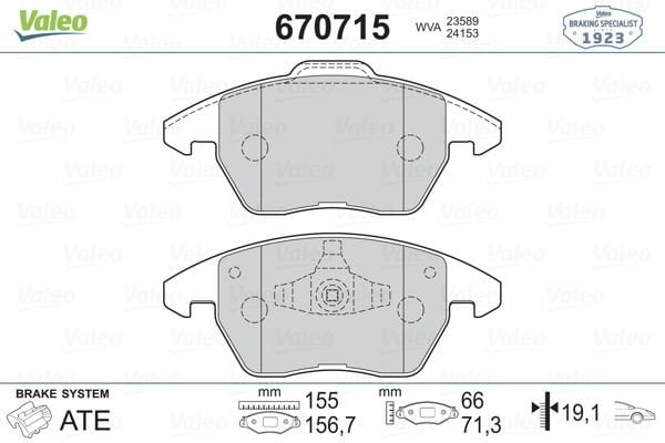Peugeot 307 2000-2012 Arası 2.0 HDi 135, 2.0 16V Valeo Marka Ön Balata
