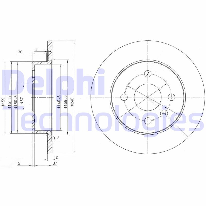Opel Astra 1993-2014 Arası 1.6 i, 1.8 16V, 1.2 16V, 2.0 DI, 1.6, 1.6 16V, 1.6 LPG, 1.4 LPG Delphi Marka Arka Fren Diski