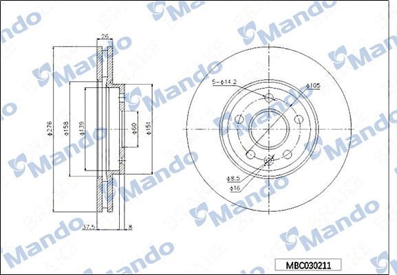 Opel Astra 2009-2015 Arası 1.3 CDTI Mando Marka Ön Fren Diski