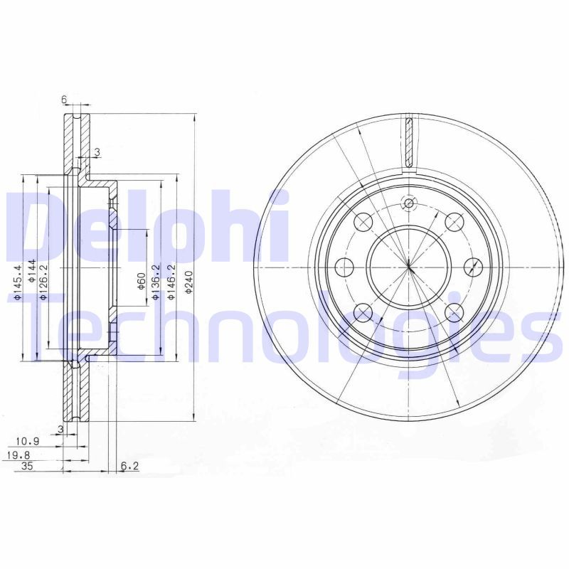 Opel Corsa 2000-2012 Arası 1.7 DTI, 1.2, 1.7 DI 16V, 1.2 16V, 1.2 Twinport Delphi Marka Ön Hava Soğutmalı Fren Diski