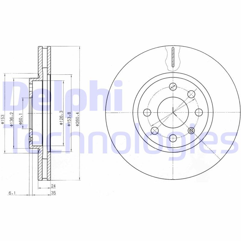 Opel Corsa 2000-2012 Arası 1.8, 1.7 DTI 16V, 1.7 DI 16V, 1.7 DTI Delphi Marka Ön Fren Diski