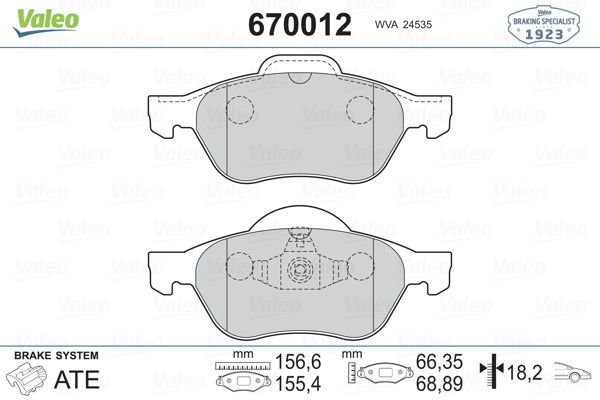 Renault Megane 2001-2014 Arası 1.6 16V Valeo Marka Ön Balata