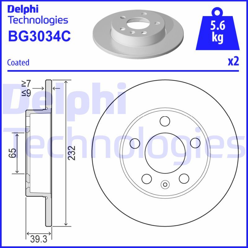 Seat Ibiza 2002-2018 Arası 1.2, 1.2 TDI Delphi Marka Arka Fren Diski