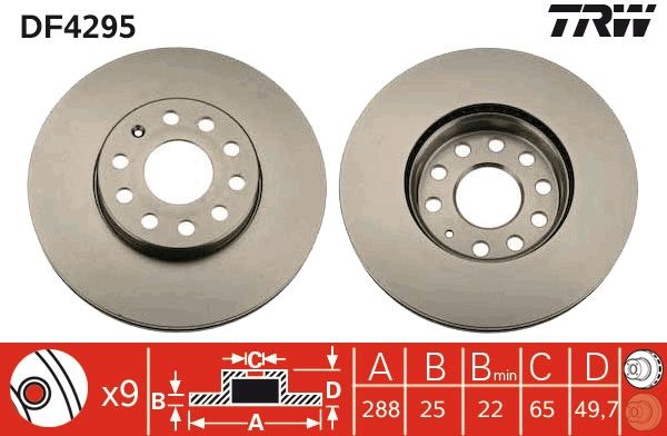 Audi A3 2004-2015 Arası 1.6 E-Power TRW Marka Ön Fren Diski