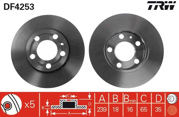 Skoda Fabia 1999-2014 Arası 1.0, 1.2, 1.4, 1.2 12V TRW Marka Ön Havalı Fren Diski