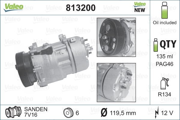 Volkswagen Polo 1995-2009 Arası 60 1.4 Valeo Marka Klima Kompresörü