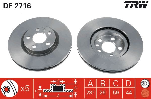 Fiat Ulysse 1994-2002 Arası 2.0 Turbo, 2.0, 1.9 TD TRW Marka Ön Havalı Fren Diski