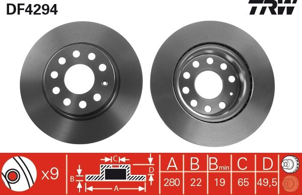 Volkswagen Golf 2004-2014 Arası 1.6 BiFuel TRW Marka Ön Fren Diski