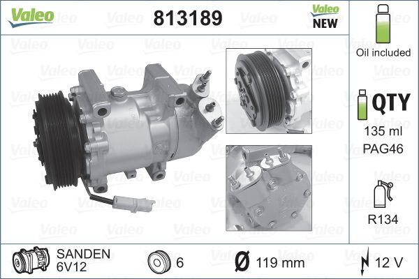 Citroen C3 2002-2006 Arası 1.6 16V Valeo Marka Klima Kompresörü