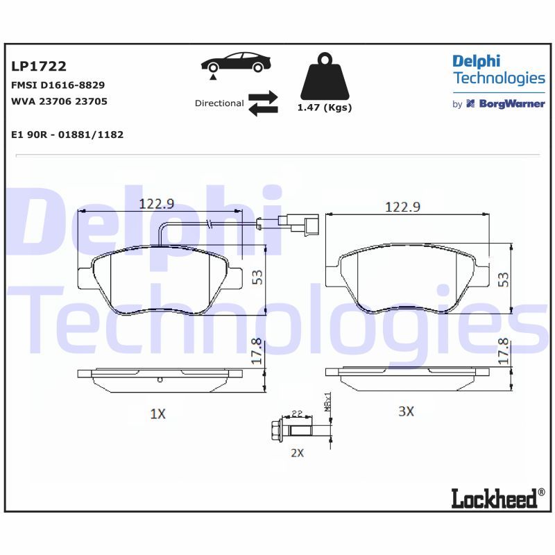 Fiat Doblo 2000-2004 Arası 1.9 JTD Multijet Delphi Marka Ön Balata