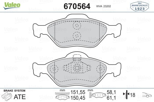 Ford Fiesta 1995-2006 Arası 1.25 i 16V Valeo Marka Ön Balata