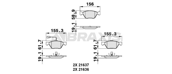Fiat Marea 1996-2007 Arası 2.4 JTD 130, 2.0 155 20V Braxis Marka Ön Fişli Balata