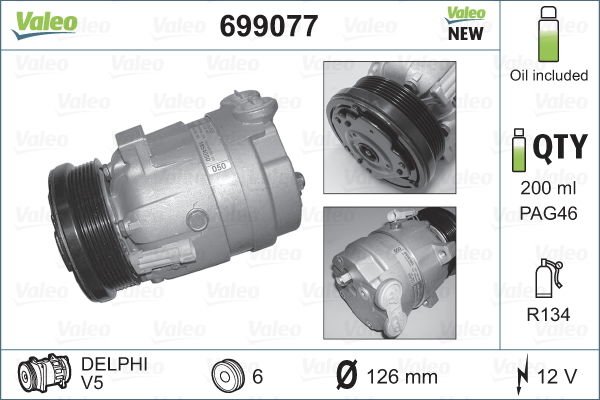 Opel Omega 1994-2005 Arası 2.5 V6 Valeo Marka Klima Kompresörü