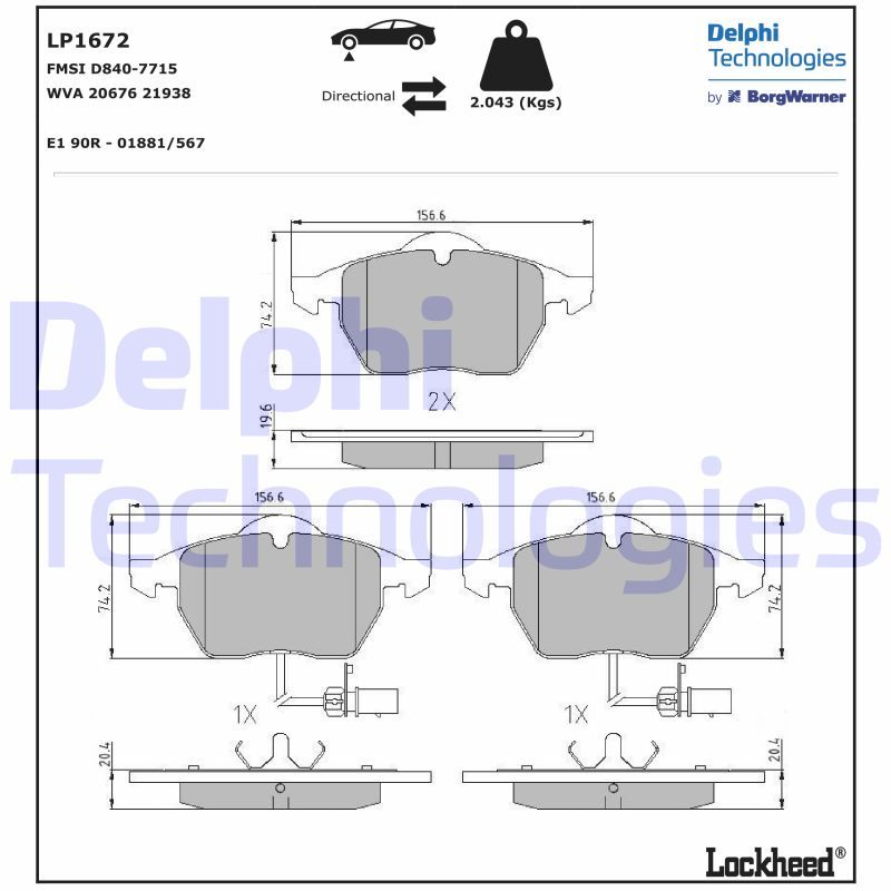 Audi A6 1994-1997 Arası 2.0 Delphi Marka Ön Balata Fişli