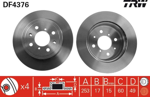 Opel Agila 2000-2007 Arası 1.2 16V, 1.3 CDTI, 1.0 TRW Marka Ön Fren Diski