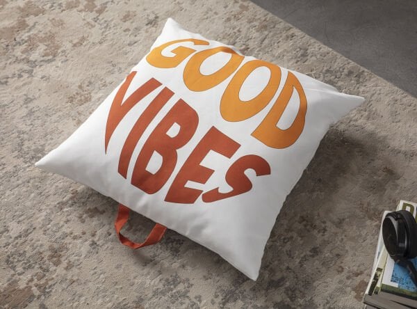 Dekomall Good Vibes Çok Amaçlı İç Dolgulu Puf, Yer Minderi, Bahçe Minderi, Balkon Minderi,Kare Minder