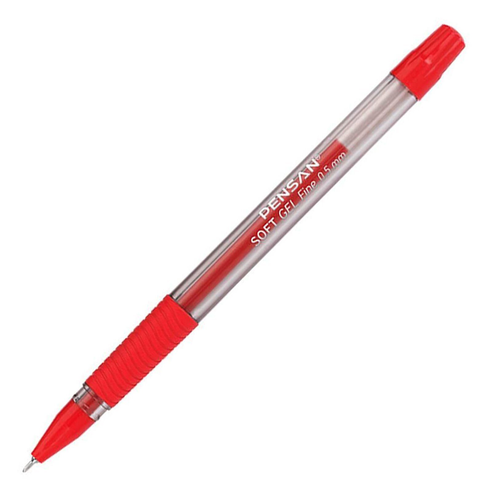 Pensan Soft Gel Fıne Tükenmez Kalem, 0.5 mm, Kırmızı