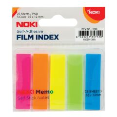 Noki Memo Film Index Yapışkanlı Not Kağıdı, 25 Yaprak, 45x12 mm, Neon