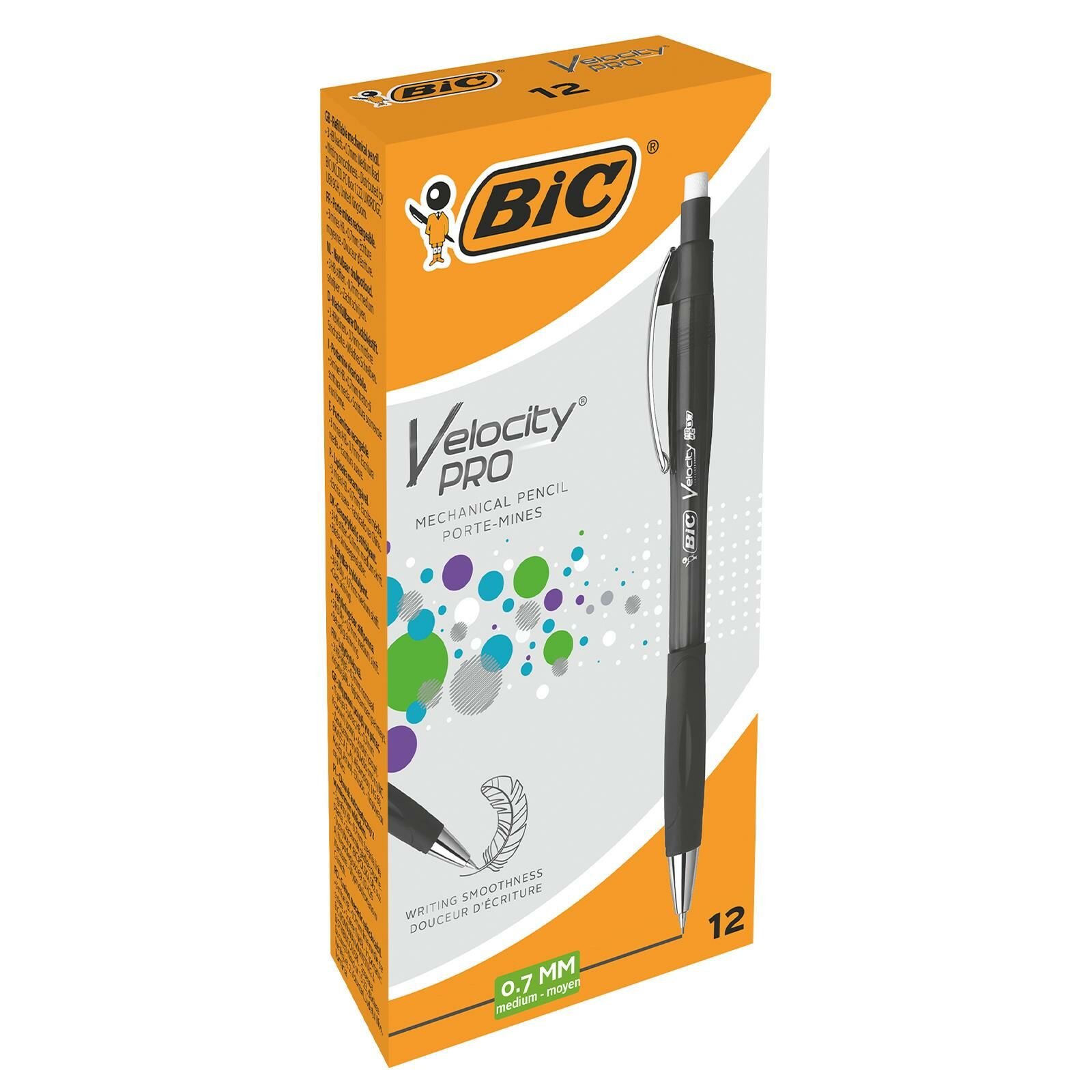 Bic Velocıty  Pro Versatil Kalem, 0.7 Uç, 12'li Kutu, Siyah Gövde