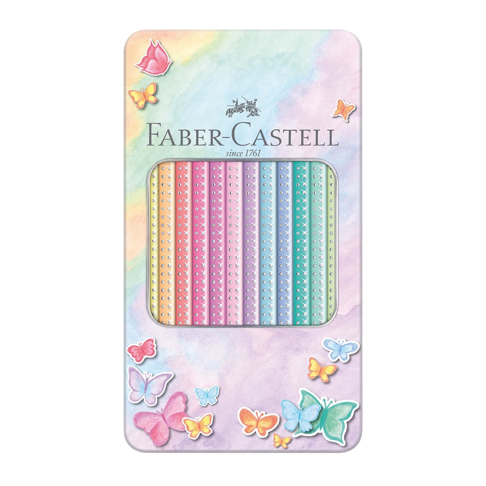 Faber Castel Sparkle Pastel Metal Kutu Kuru Boya Kalemi, Pastel Renkler, 12'li