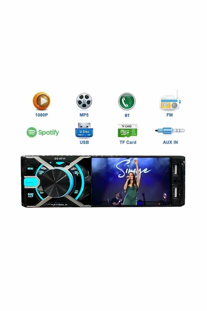 Navigold Görüntülü Oto Teyp 4'' Ekranlı DS-9711 Bluetooth-çift usb-sdkart rgb tuş rengi mp3-mp4