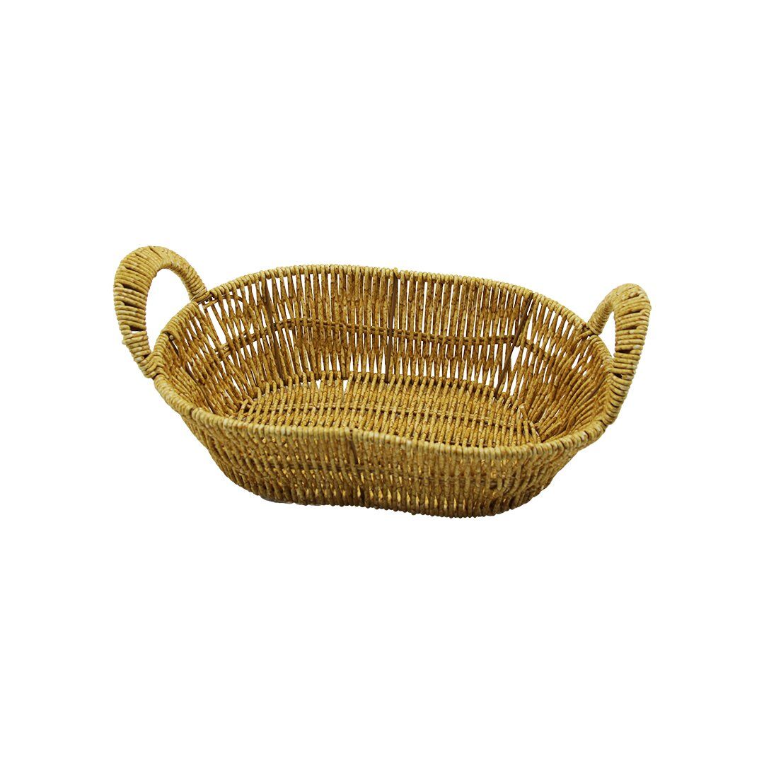 YAKUT-13124 (OVAL) (PLASTİK HASIR) EKMEK & ÇOK AMAÇLI SEPET (KULPLU & METAL İSKELET) (TABAN:14X21& AĞIZ:19X27CM D:7.5CM)*100