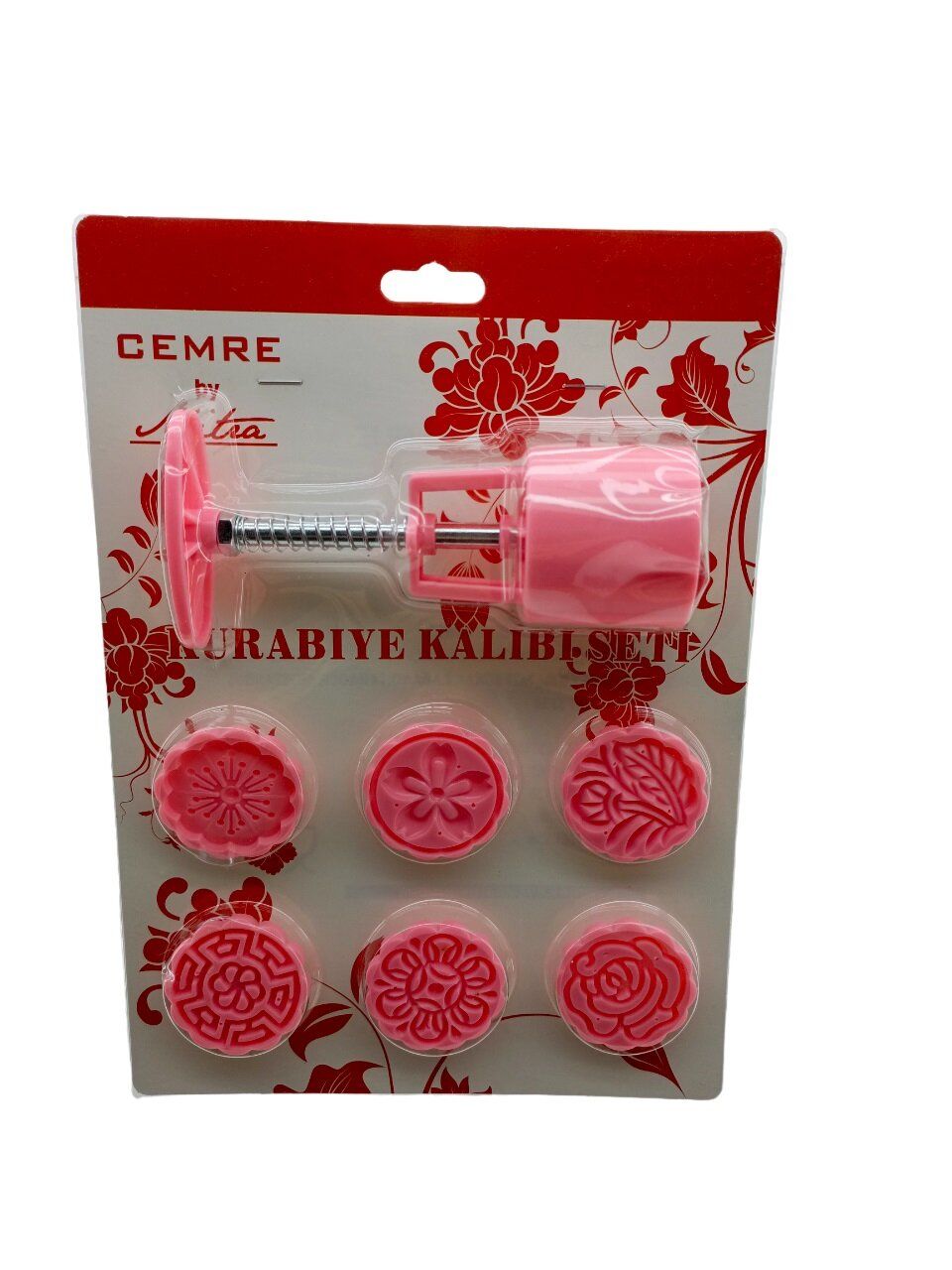 CEMRE BY MİTRA MTR-2303312 ( YUVARLAK ) KURABİYE KALIP SETİ ( YAYLI BASKI APARATI & 6PCS KALIP ) (RENKLİ PLS)*120