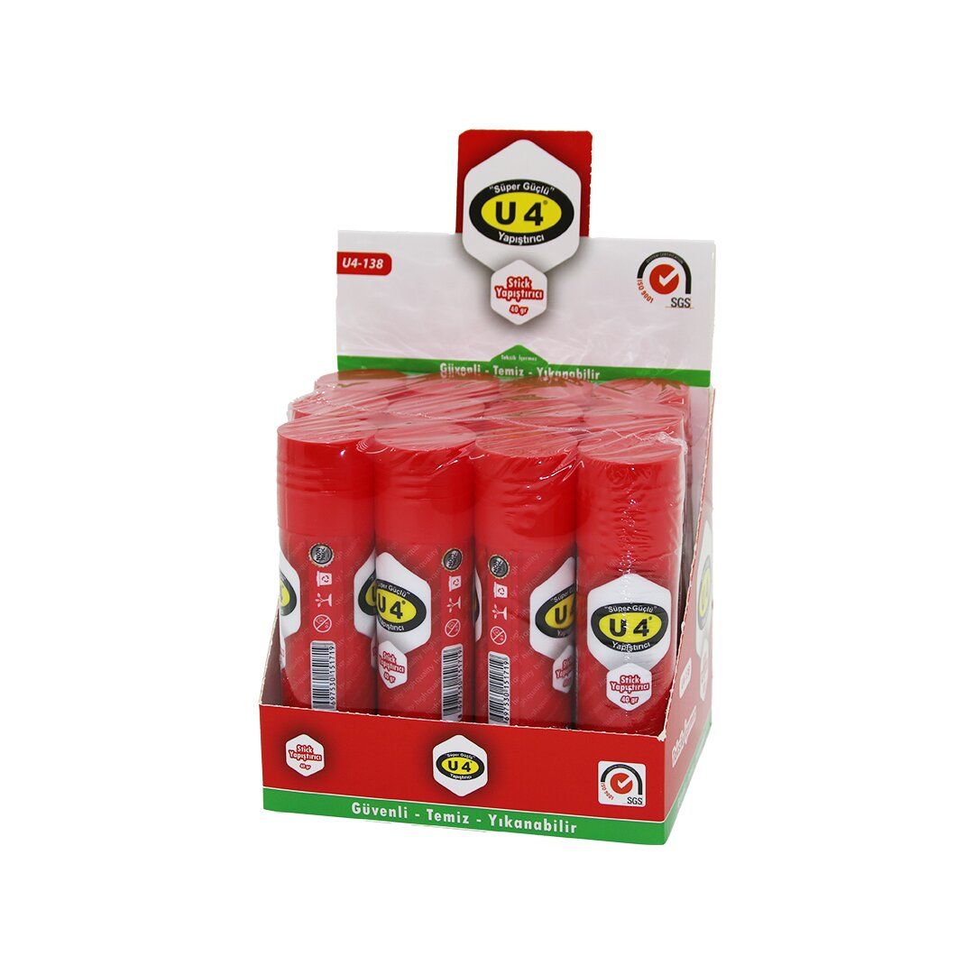 U-4 U4-138 ( 40GR ) STİCK YAPIŞTIRICI ( TOKSİT İÇERMEZ ) ( GÜVENLİ & TEMİZ & YIKANABİLİR )*12X24
