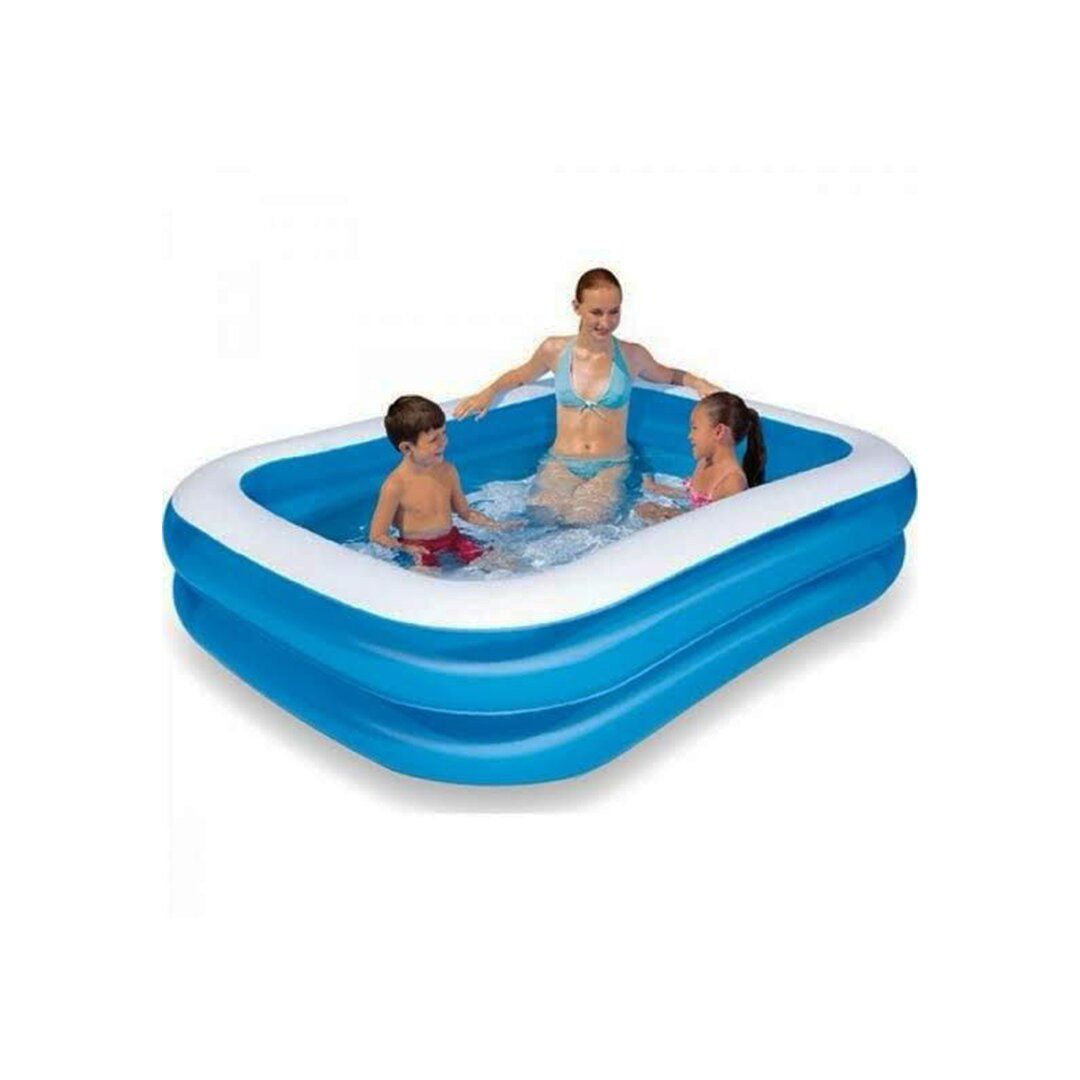 BESTWAY-12819 ( İKİ HALKA ) ( 400LT ) KARE AİLE MAVİ ŞİŞME HAVUZ ( 2.11X1.32X46CM ) ( 3+YAŞ )*3=K