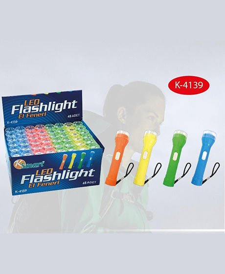 KSMART K-4139 LED FLASHLİGHT ( MİNİ ) ( PİLLİ ) EL FENERİ RENKLİ PLASTİK*48X36 Q9