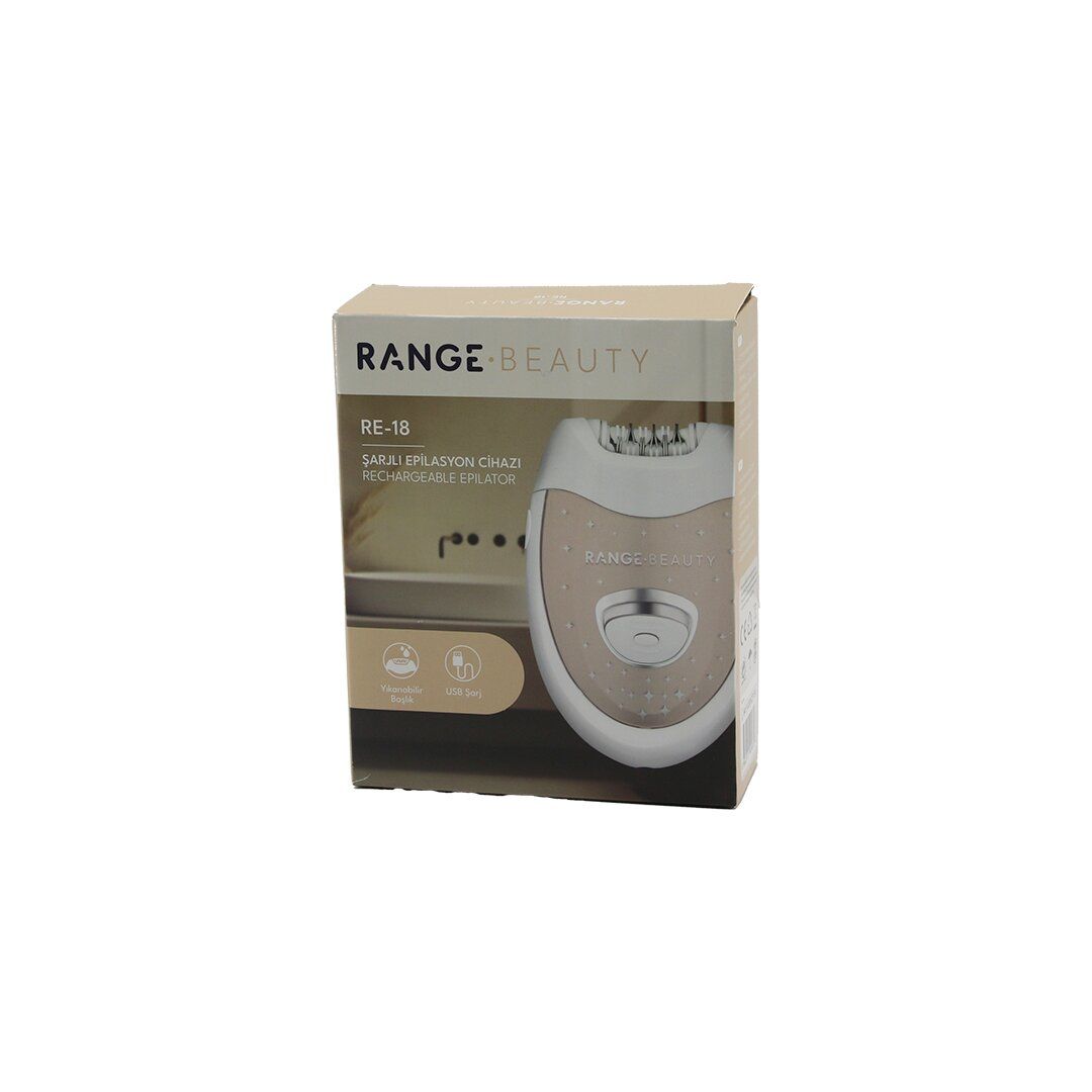 RANGE BEAUTY RE-18 EPİLASYON CİHAZI EPİLATÖR (USB ŞARJLI=50DK) (2 KADEME HIZ) (YIKANABİLİR BAŞLIK=18 ÇİFT CIMBIZ)*8