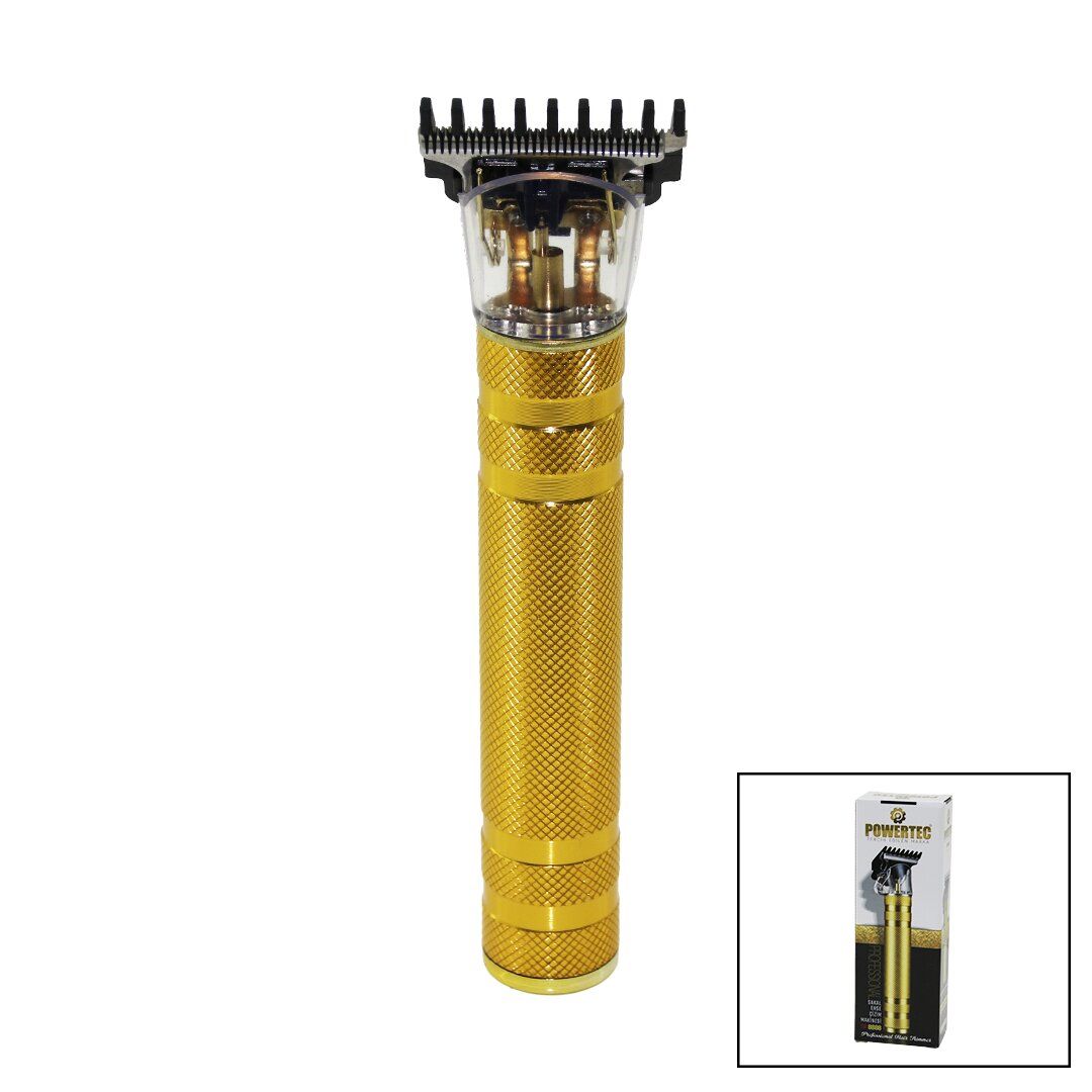POWERTEC TR-8888 ( GOLD METAL GÖVDE ) SAÇ SAKAL ENSE ÇİZİM TRAŞ MAKİNESİ ( T BIÇAK ) ( USB ŞARJLI )*120