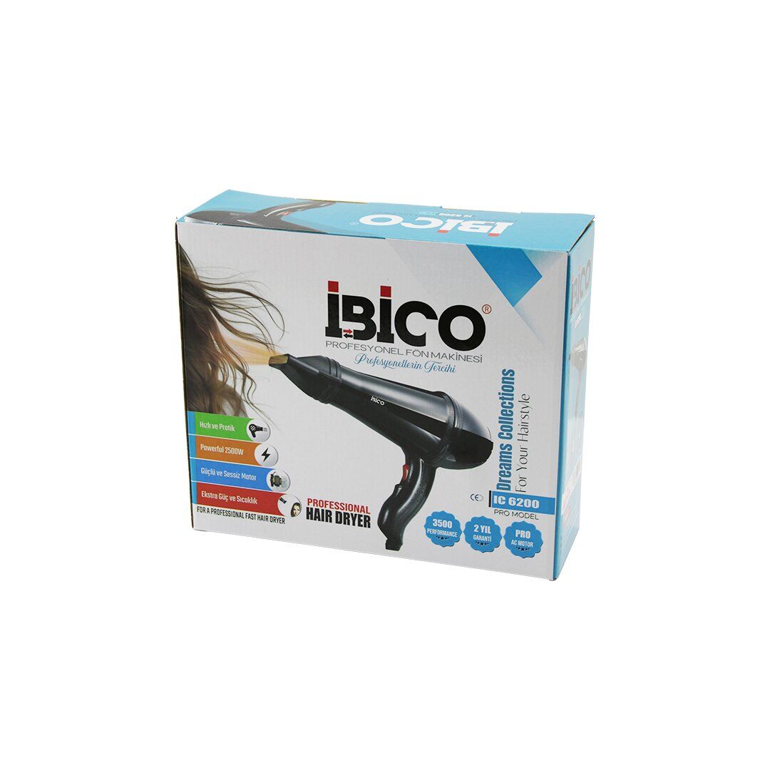 İBİCO IC-6200 PROFESYONEL SAÇ KURUTMA & FÖN MAKİNESİ ( PRO AC MOTOR ) ( 2500W ) ( 210℃ ) ( 3500 PERFORMANS )*16