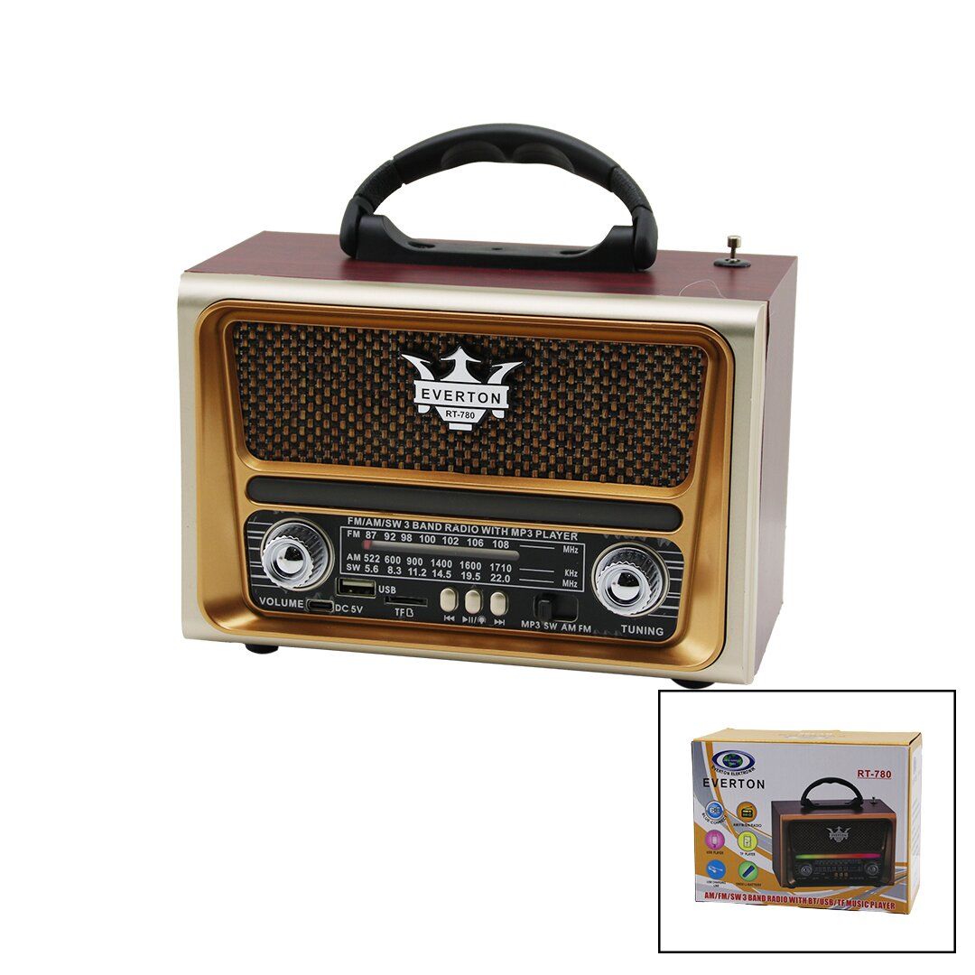 EVERTON RT-780 BT ( USB ŞARJLI & IŞIKLI ) (BLUETOOTH ) ( İBRELİ ) FM RADYO ( MP3 USB & TF PLAYER )*30