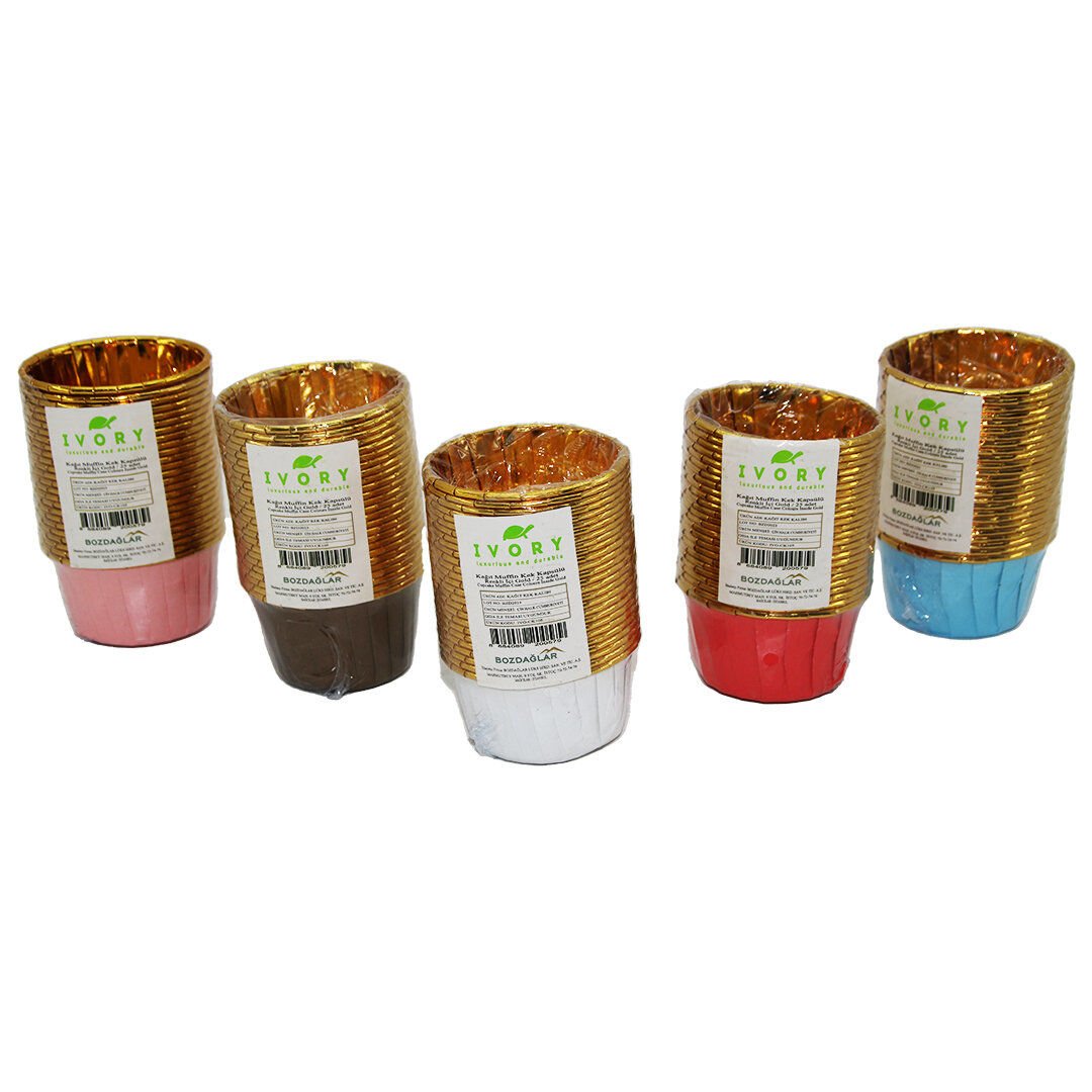 IVORY SWEETİES CUP CAKE IVO-CK-105 ( 25PCS & ORTA ) ( GOLD & FOLYOLU ) MUFFİN (KALIN) KAĞIT KEK KAPSÜLÜ*200