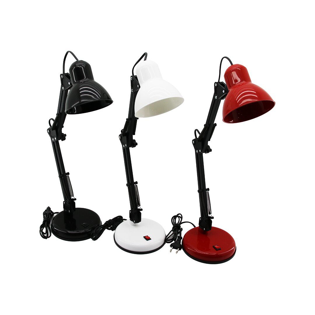 TELMAX ( METAL AKROBAT AYAKLI ) ELEKTRİKLİ MASA LAMBASI ( RENKLİ PLASTİK TABLA & KAFA )*6