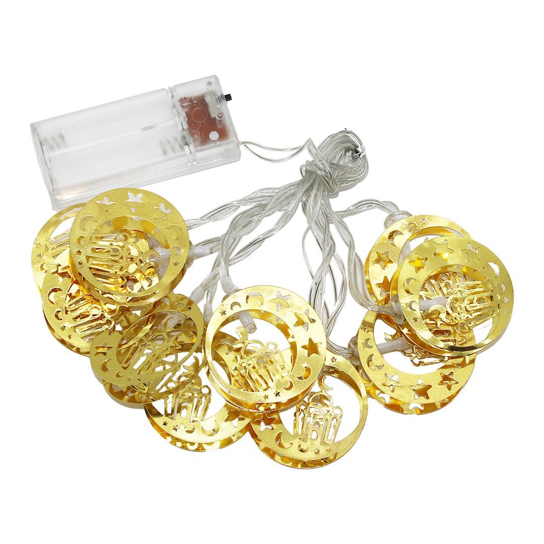 ALASKA COMPANY SDR-5 (KANDİLLİ AY-YILDIZ MODEL=10PCS) (GOLD METAL) (PİLLİ) DEKORATİF LED IŞIK & LAMBA (2MT KABLO)*100