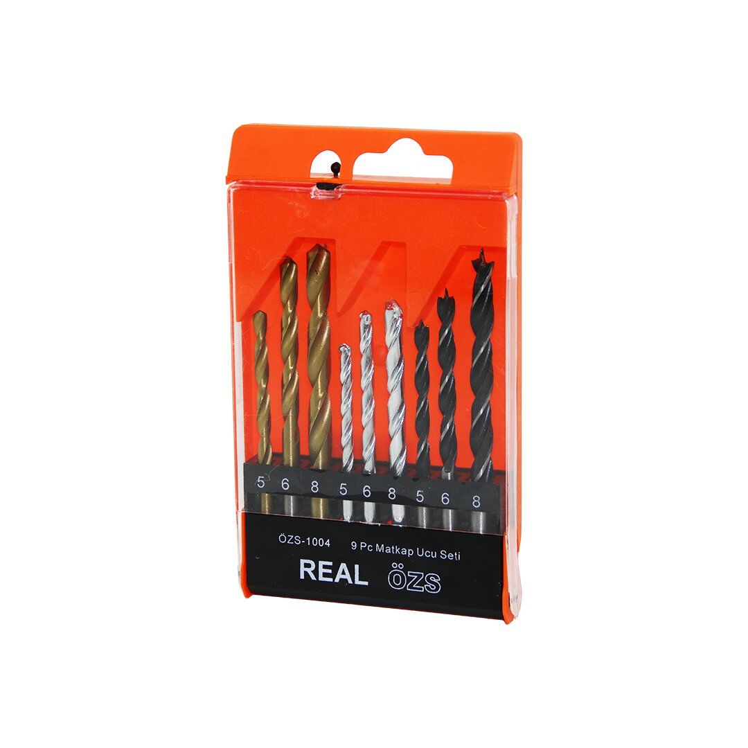 REAL ÖZS-1004 LRD-16 ( 9PCS ) MATKAP UCU SETİ ( BETON & METAL & AHŞAP & 5-6-8MM )*100