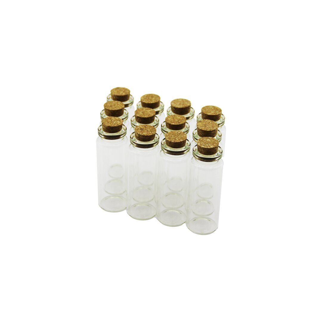 YAKUT-11556 ( 15ML ) ( ÇOK AMAÇLI & DEKORATİF ) ( BOŞ TÜP ) CAM ŞİŞE ( MANTAR KAPAKLI )*12X144