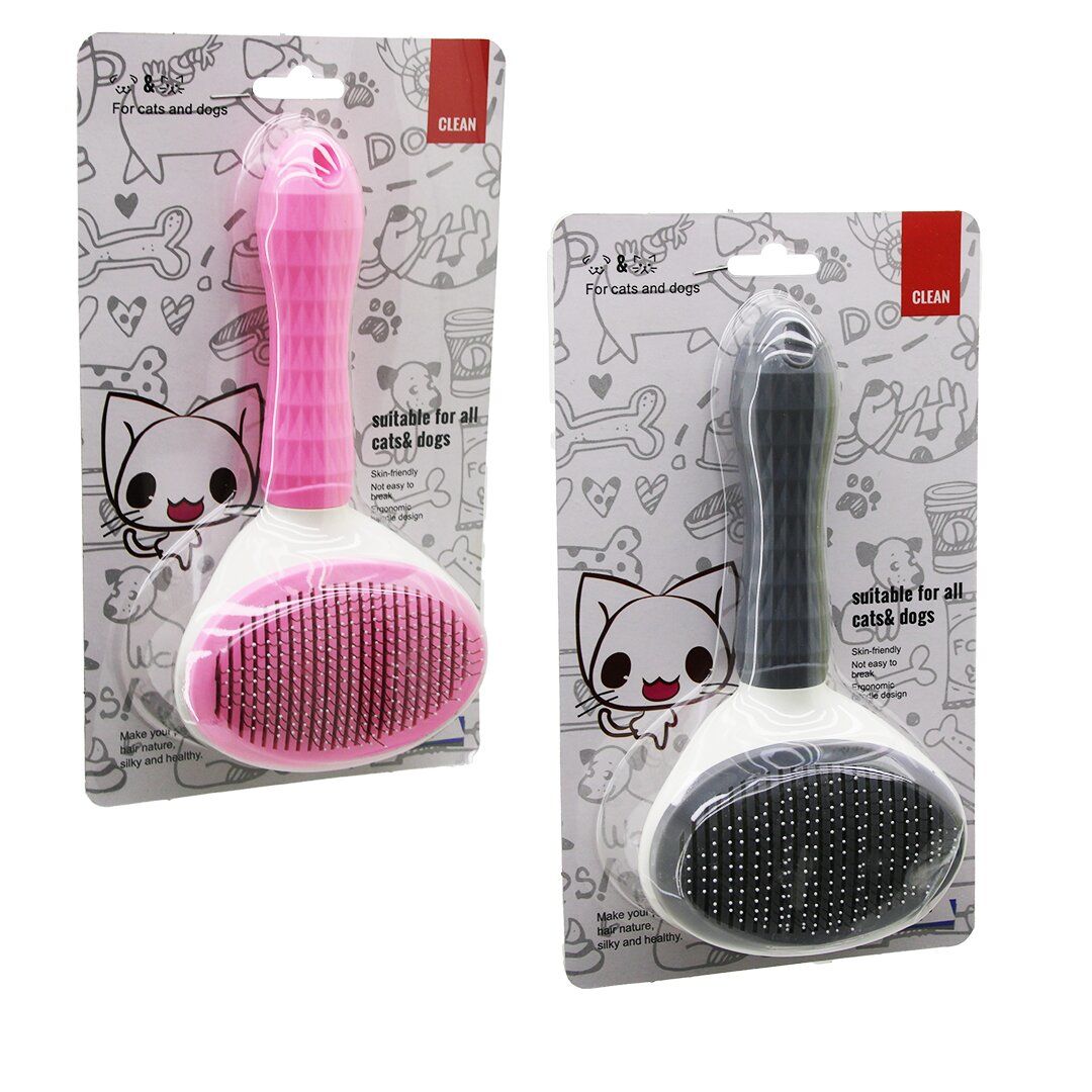 İBİCO CLEAN İ21-068 ( PRATİK PET TÜY FIRÇASI ) ( KEDİ - KÖPEK TARAK & TEMİZLİK FIRÇASI ) ( BAS=TARAK TEMİZLE TUŞLU ) ( PET SHOP )*100
