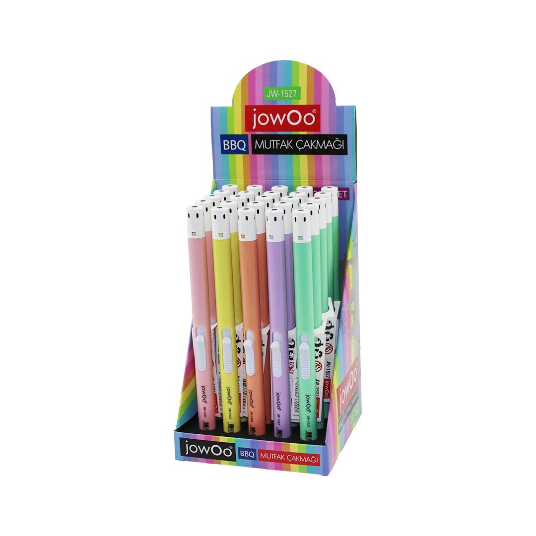 JOWOO BBQ JW-1527 -473611 ( DÜZ FOSFORLU RENKLER ) MUTFAK ÇAKMAK ( KALEM MODELİ ) ( İTMELİ ATEŞLEME )*25X12