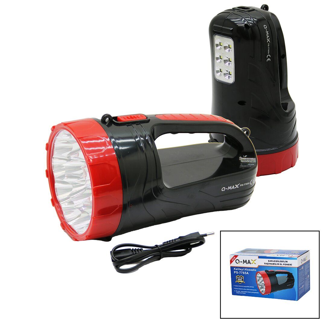 Q-MAX PS-7765A ( 2IN1 ) ( 15+6 SMD LED ) ( FİŞ ŞARJLI ) EL FENERİ PROJEKTÖR*45 Q9