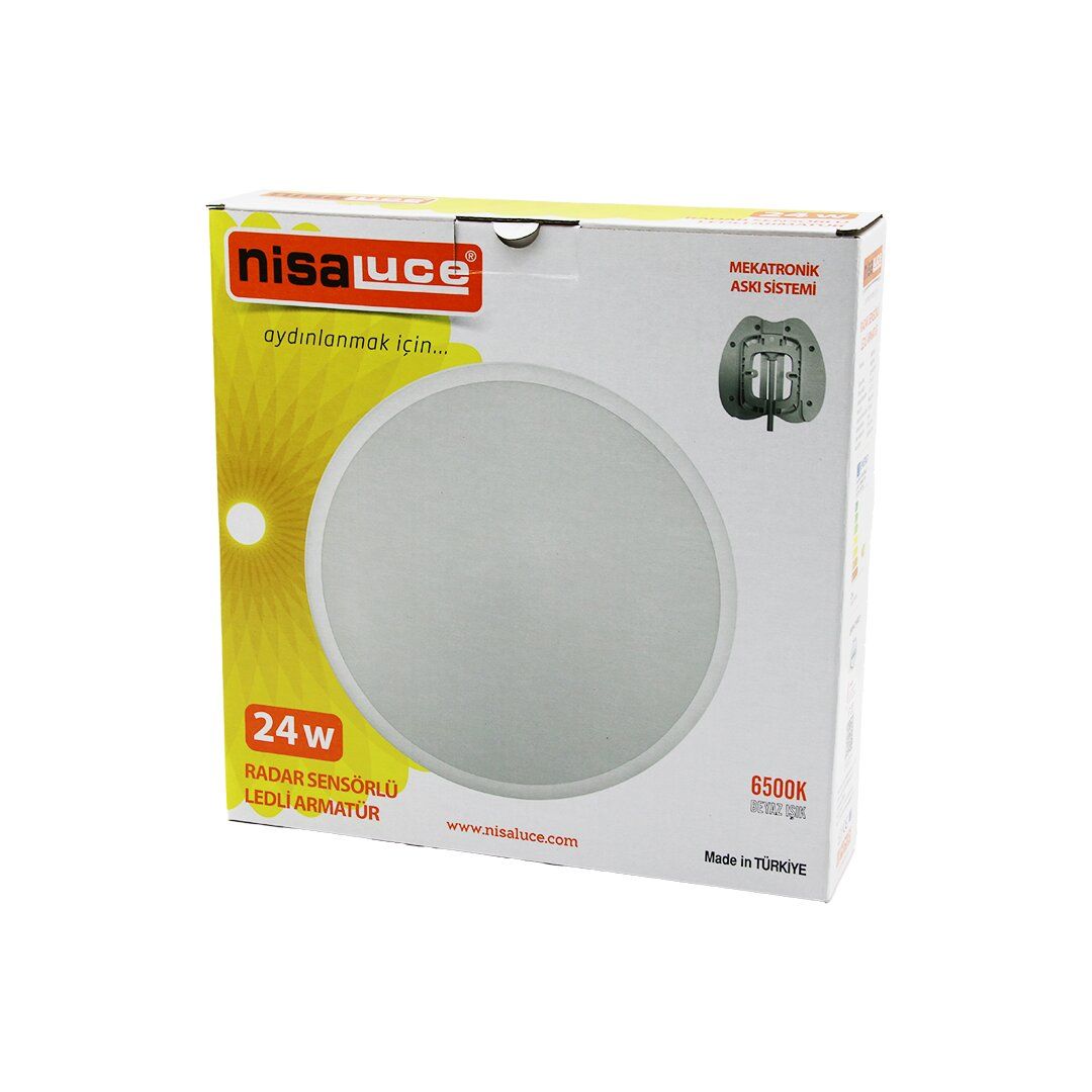 NİSALUCE EAMP-106/B (24W) (RADAR SENSÖRLÜ) LEDLİ ARMATÜR (BEYAZ ÇERÇEVE) (MEKATRONİK ASKI SİSTEMİ) (6500K & 2160Lm)*40