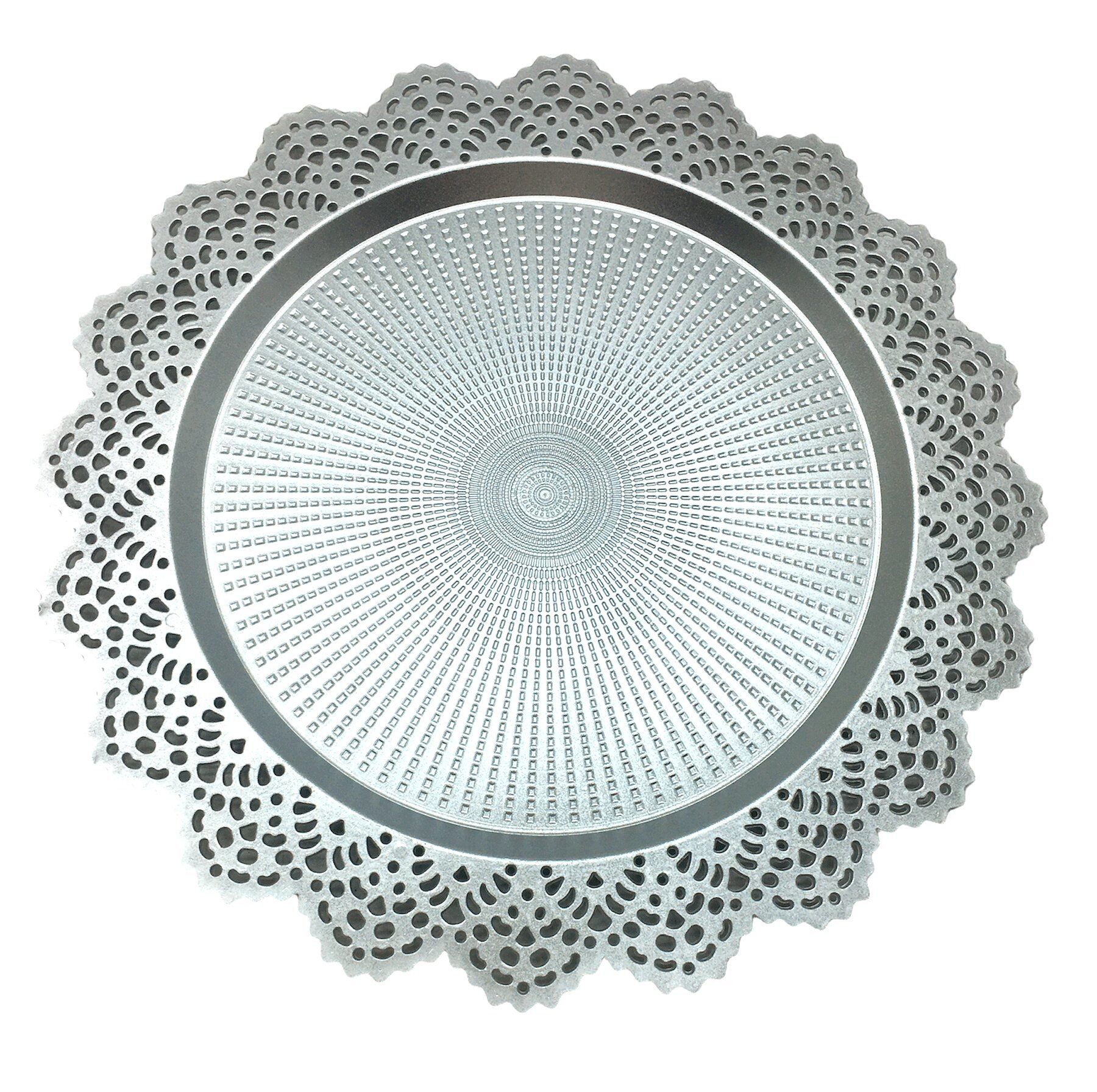 MENNUR MNR-105-G ( BÜYÜK YUVARLAK ) ( GÜMÜŞ DANTELLİ ) SUNUM TEPSİ PLASTİK*30
