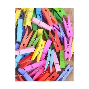TİCON 328584 AHŞAP MANDAL BÜYÜK BOY 25'Lİ PAKET RENKLİ