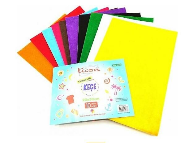 TİCON 247887 YAPIŞKANLI KEÇE 20x30 CM 10 LU KARIŞIK PAKET